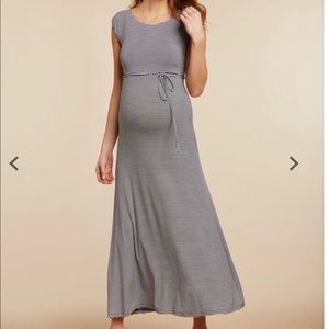 Jessica Simpson Navy Green Chevron Pinstripe Maxi